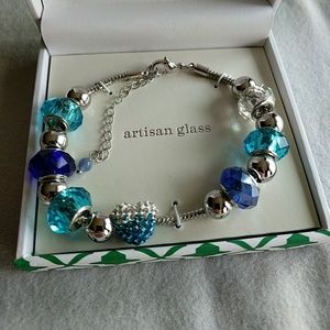 Pure Silver Plated Artisan Glass Bracelet